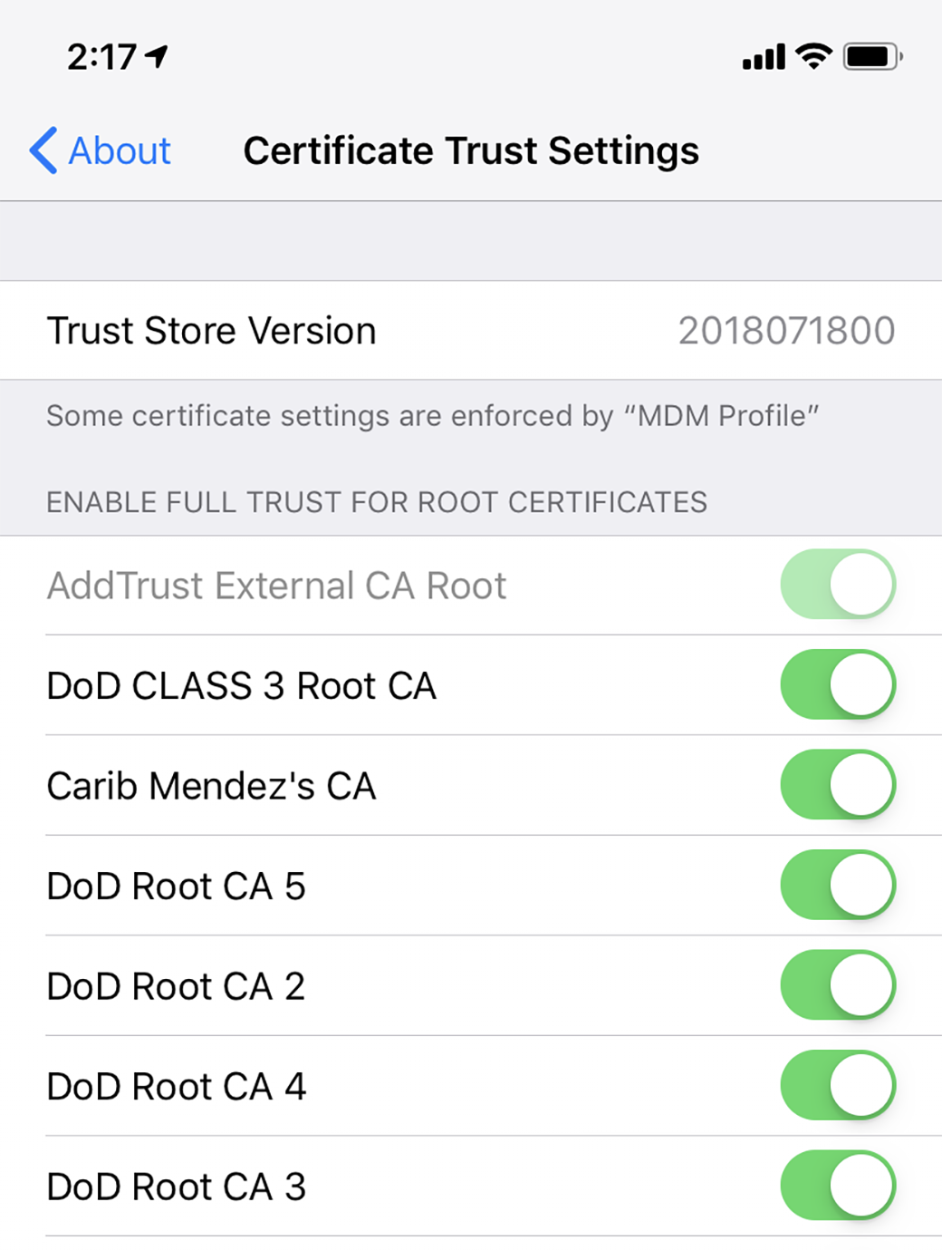 dod root certificates mac